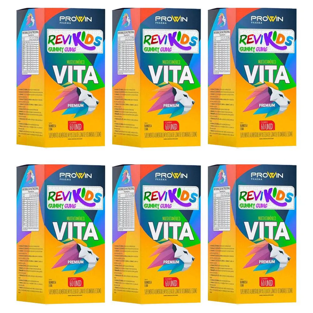 Kit 6 Multivitamínico Revikids Gummy Gums 60Un - Prowin