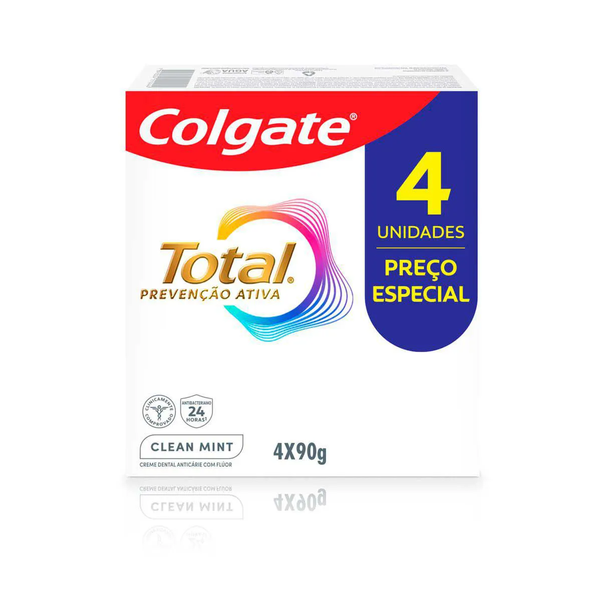 Kit Pasta de Dente Colgate Total Clean Mint 90g 4 Unidades