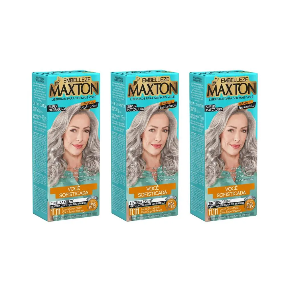 Coloraçao Maxton 11.111 Louro Cinza Muito Claro - Kit C/ 3un
