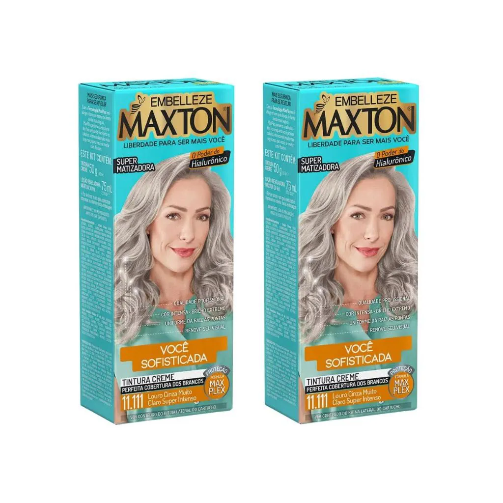 Coloraçao Maxton 11.111 Louro Cinza Muito Claro - Kit C/ 2un