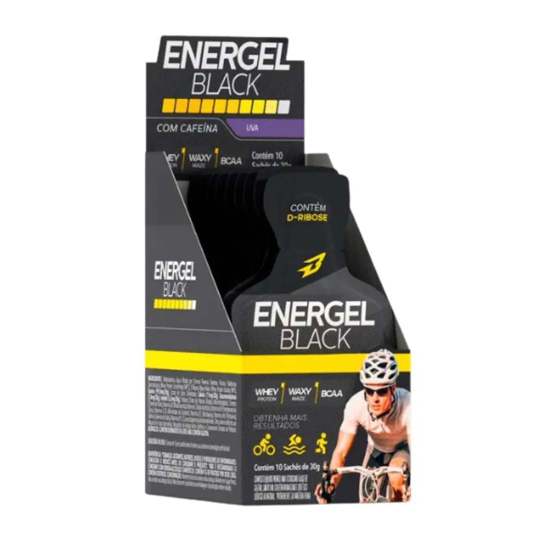 Energel Black (cx c/ 10 saches) - Body Action com Cafeína, Whey Protein, Waxy Maze e BCAA SABOR Uva