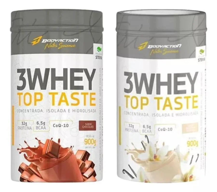 Combo 2 Whey Protein 3w Top Teste 900g Body Action