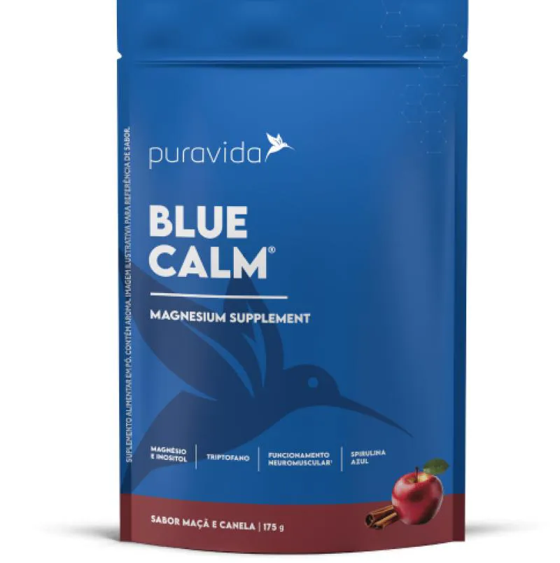 Blue Calm, com Magnésio, Sabor Maçã  e Canela, 175g, Puravida