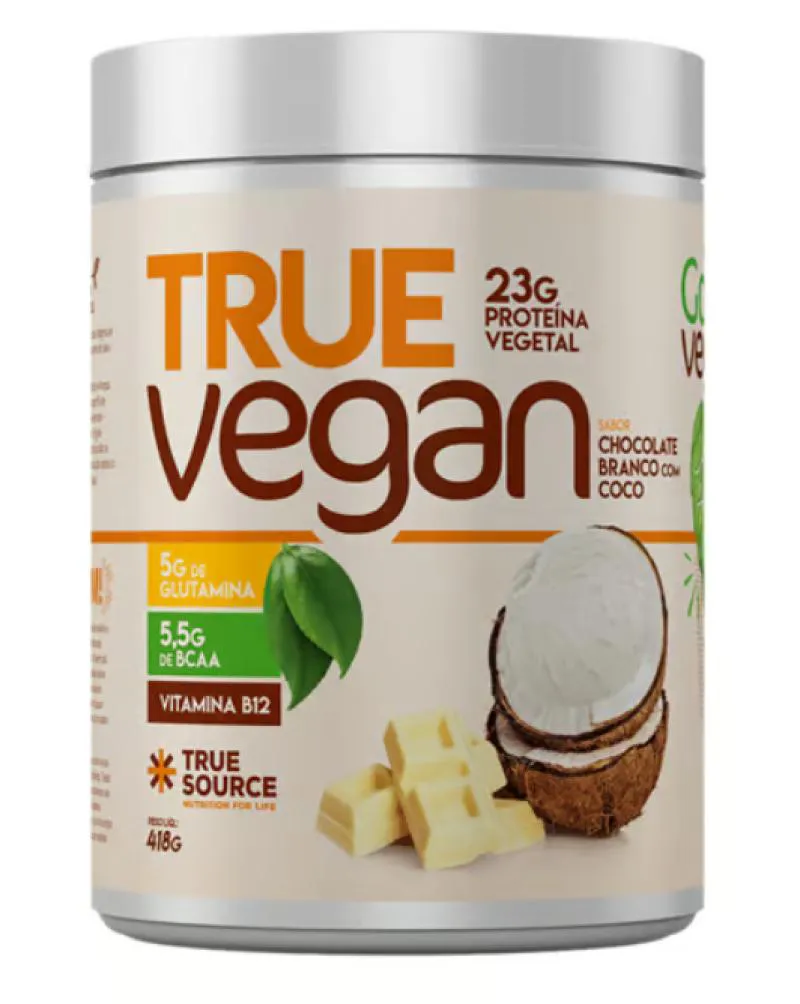 Proteína Vegana, True Vegan, Sabor Chocolate Branco com Coco, 418g, True Source