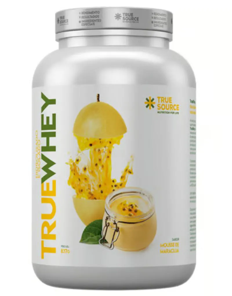 True Whey, Hidrolisado e Isolado, 837g, Sabor Mousse de Maracujá, True Source