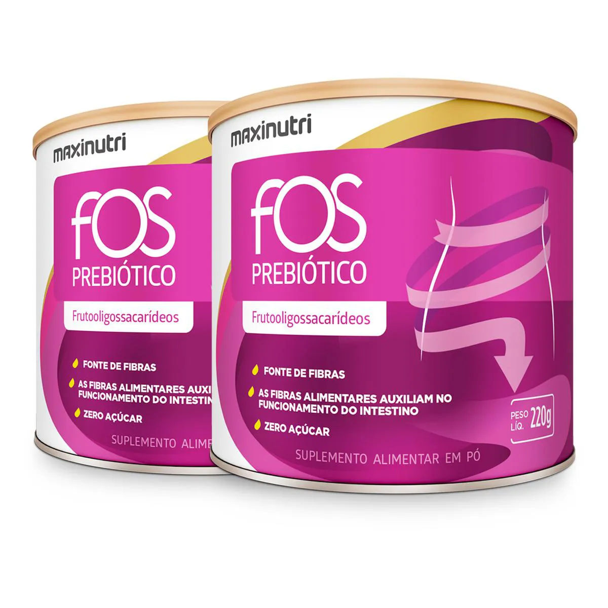 Kit 2 FOS Prebiótico Maxinutri 220g Natural