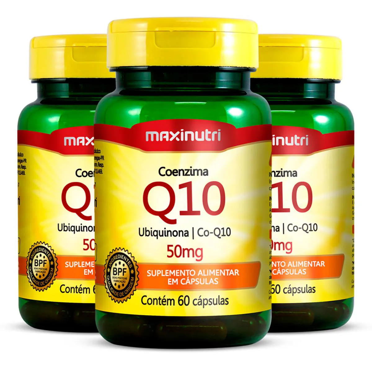 Kit 3 Coenzima Q10 50mg Maxinutri 60 Cápsulas