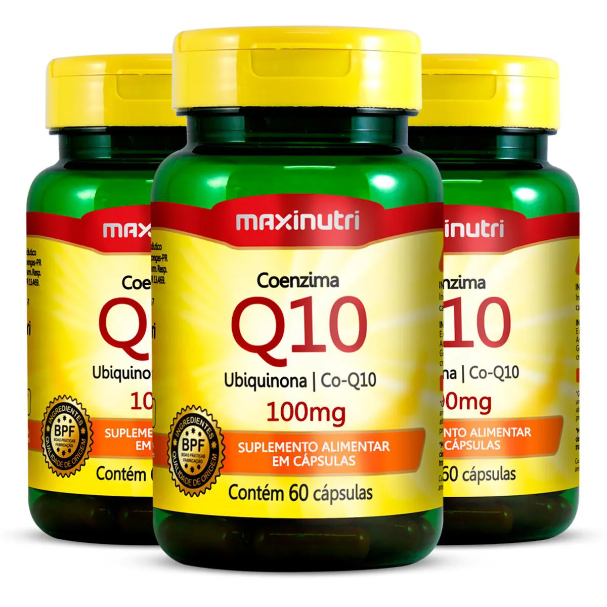 Kit 3 Coenzima q10 100mg Maxinutri 60 Cápsulas