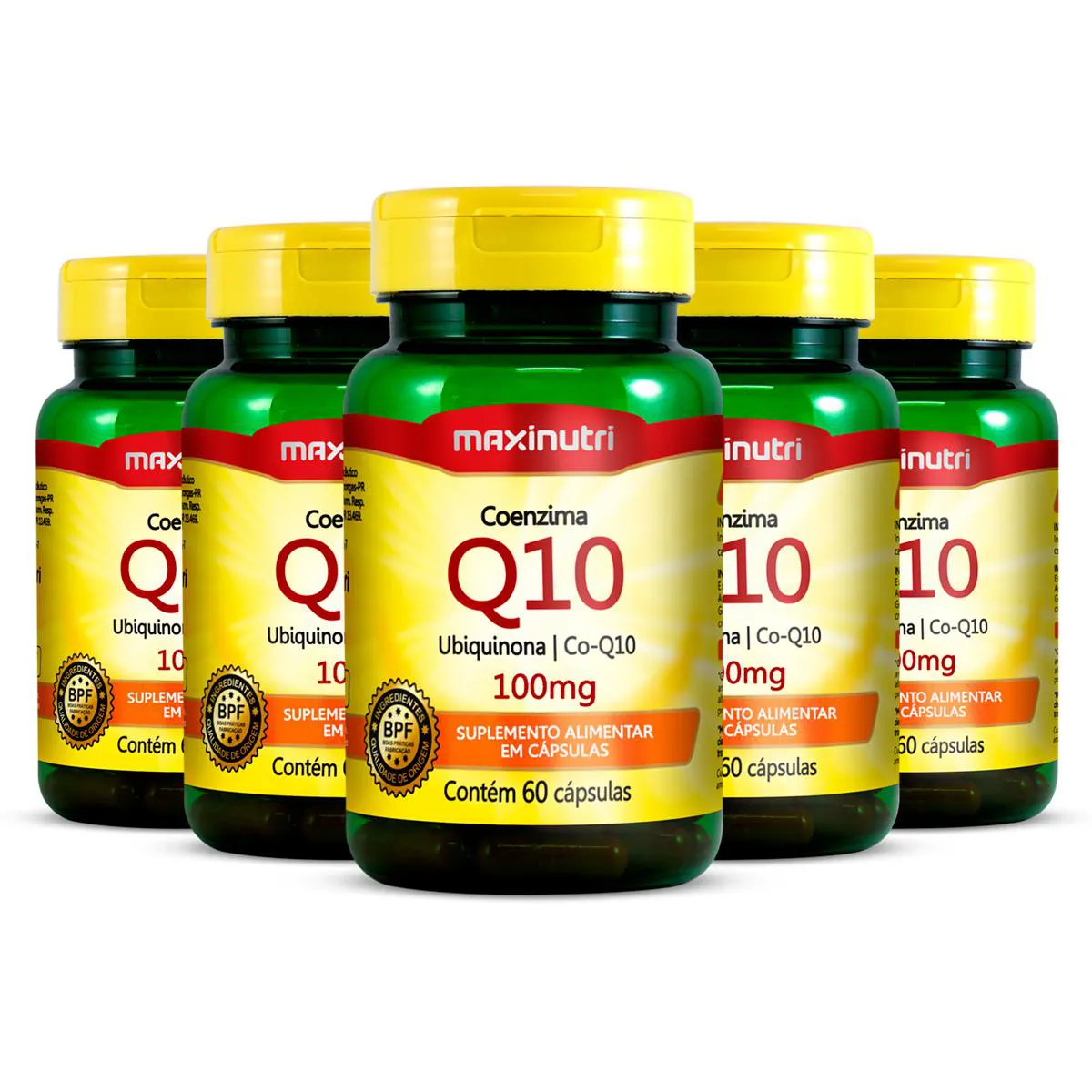 Kit 5 Coenzima q10 100mg Maxinutri 60 Cápsulas