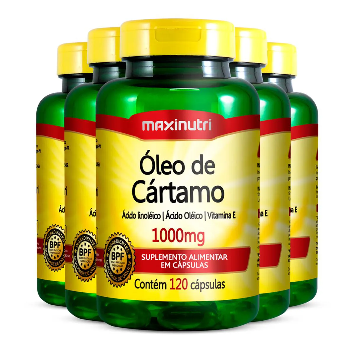 Kit 5 Óleo de Cártamo 1000mg Maxinutri 120 Cápsulas