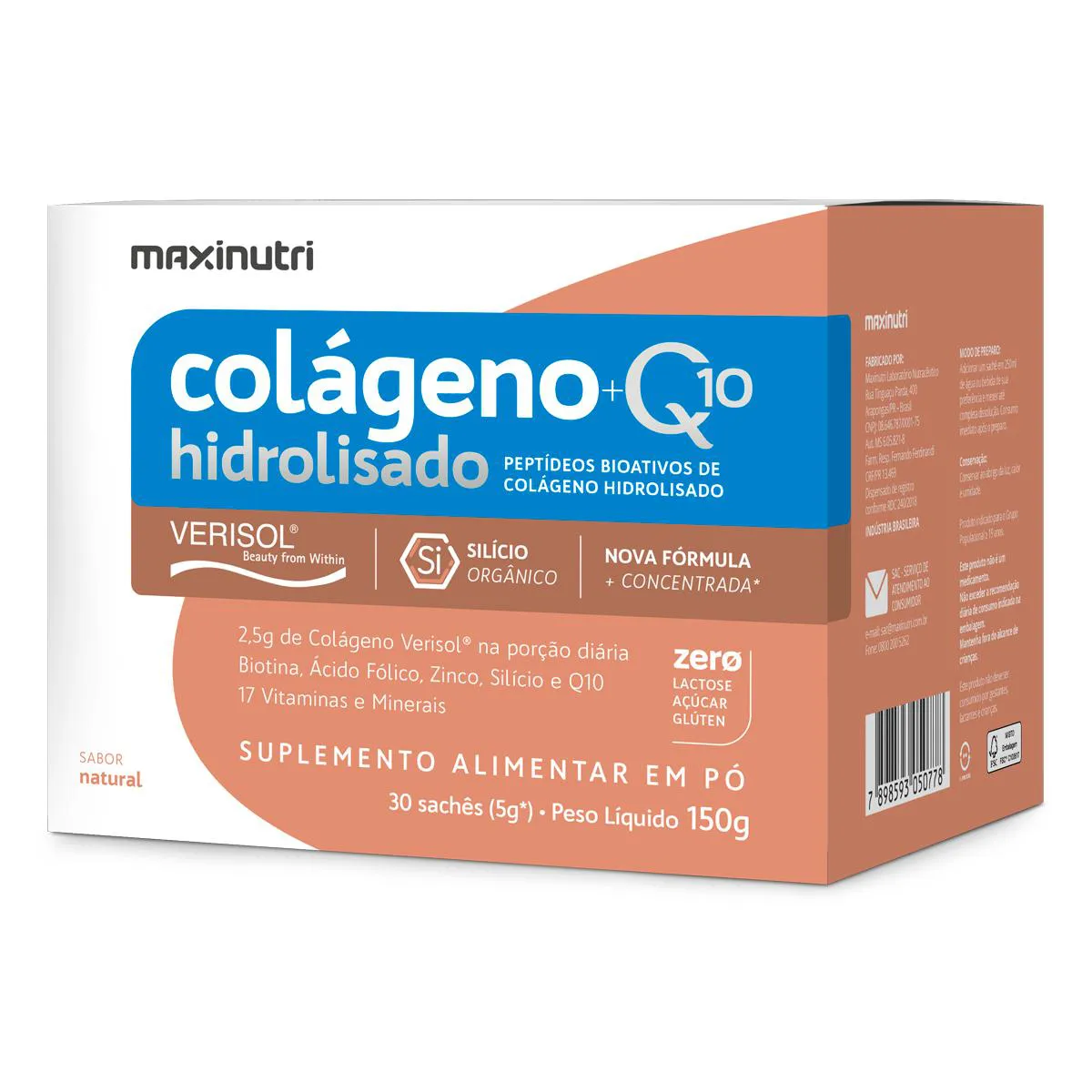 Colágeno Verisol + Q10 Maxinutri 30 Sachês Natural