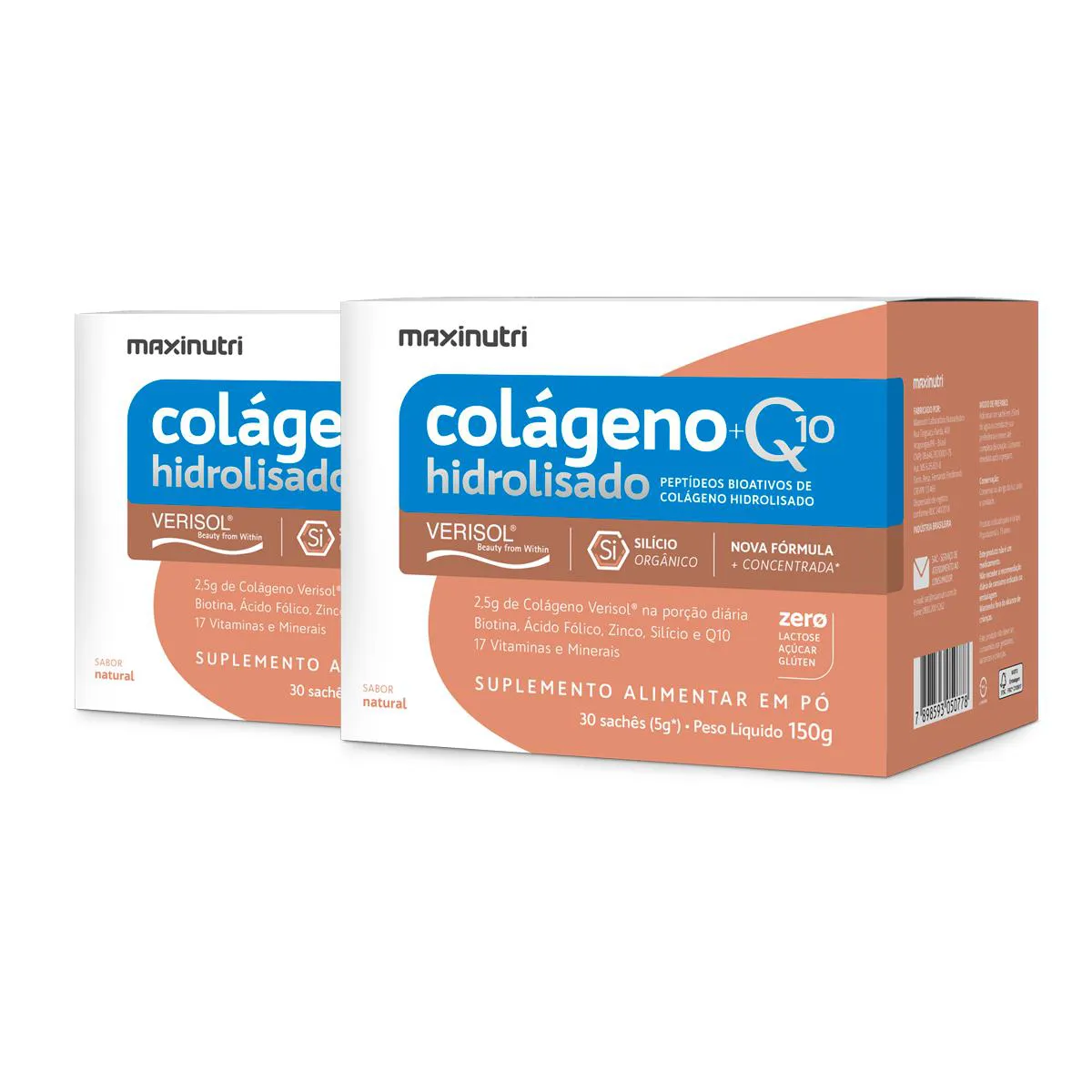Kit 2 Colágeno Verisol + Q10 Maxinutri 30 Sachês Natural