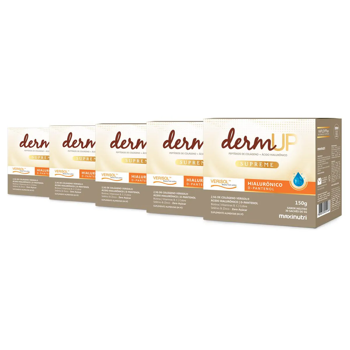 Kit 5 Dermup Supreme Verisol Maxinutri 30 sachês Neutro