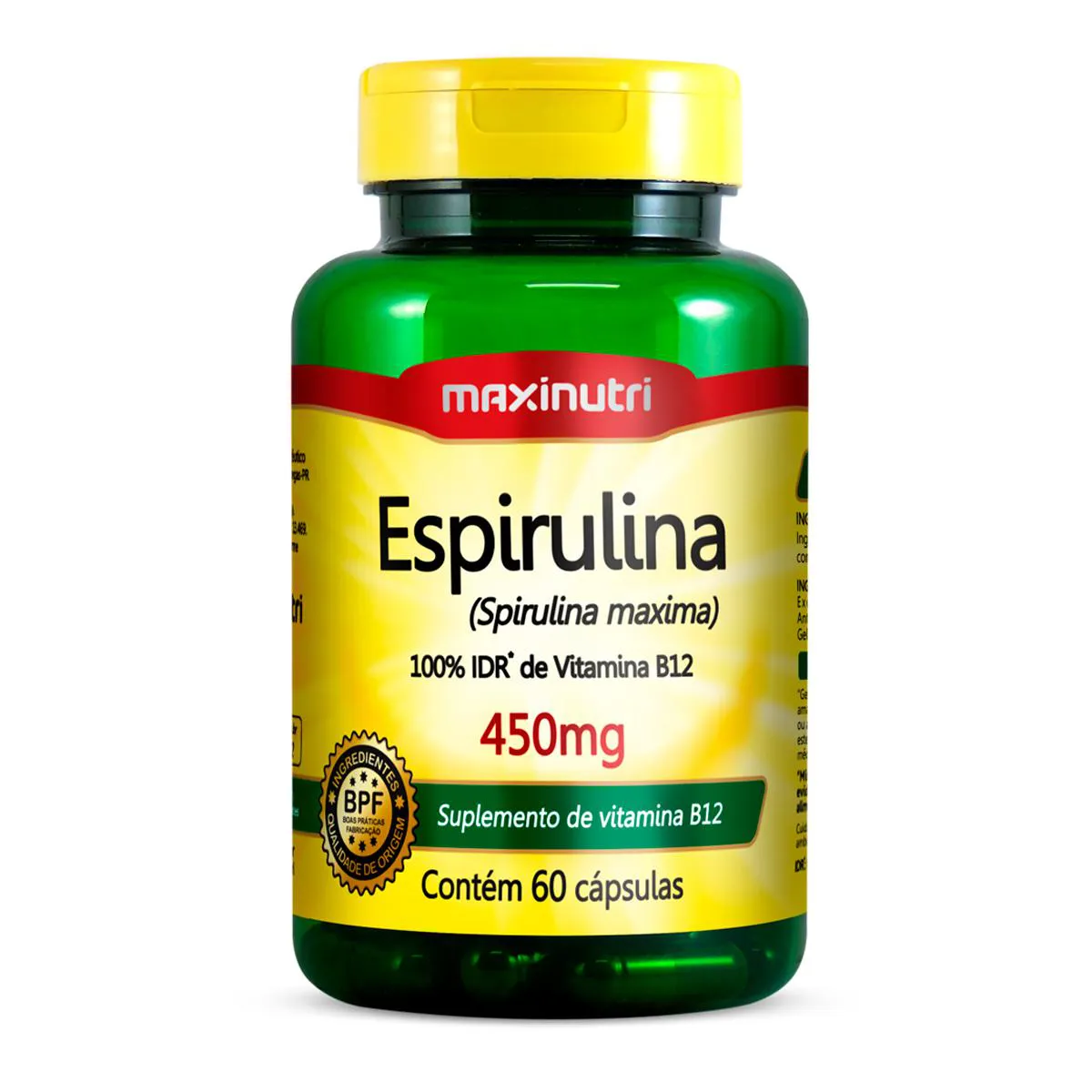 Espirulina 450mg Maxinutri 60 Cápsulas