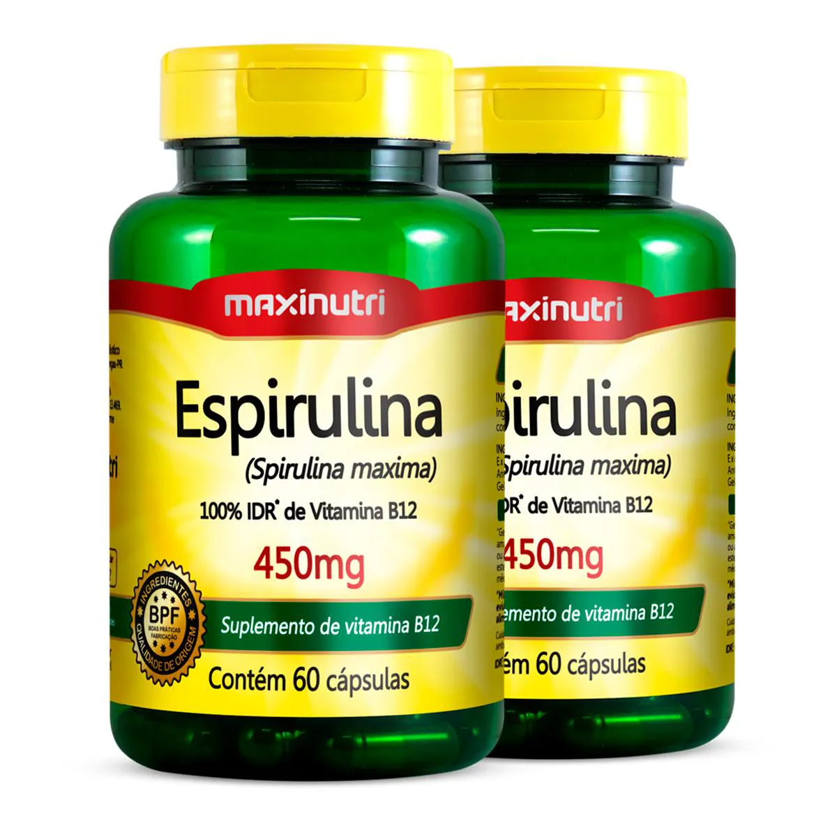 Kit 2 Espirulina 450mg Maxinutri 60 Cápsulas