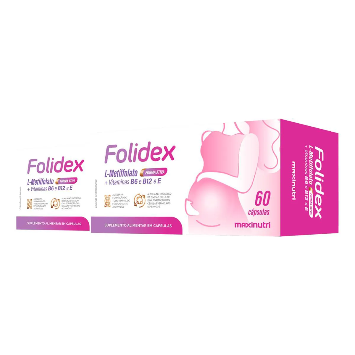 Kit 2 Folidex L-Metilfolato Maxinutri 60 Cápsulas