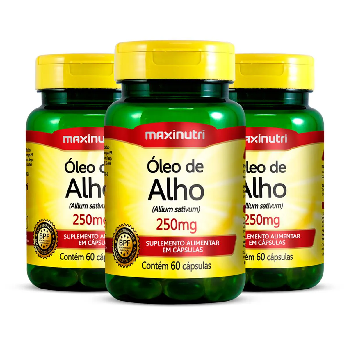 Kit 3 Óleo de Alho 250mg Maxinutri 60 Cápsulas