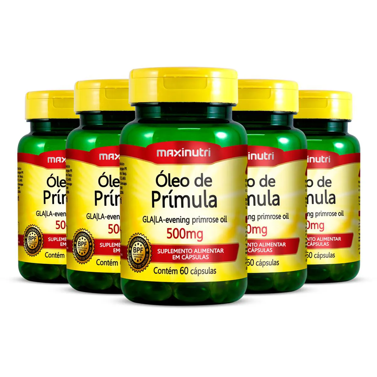 Kit 5 Óleo de Prímula 500mg Maxinutri 60 Cápsulas