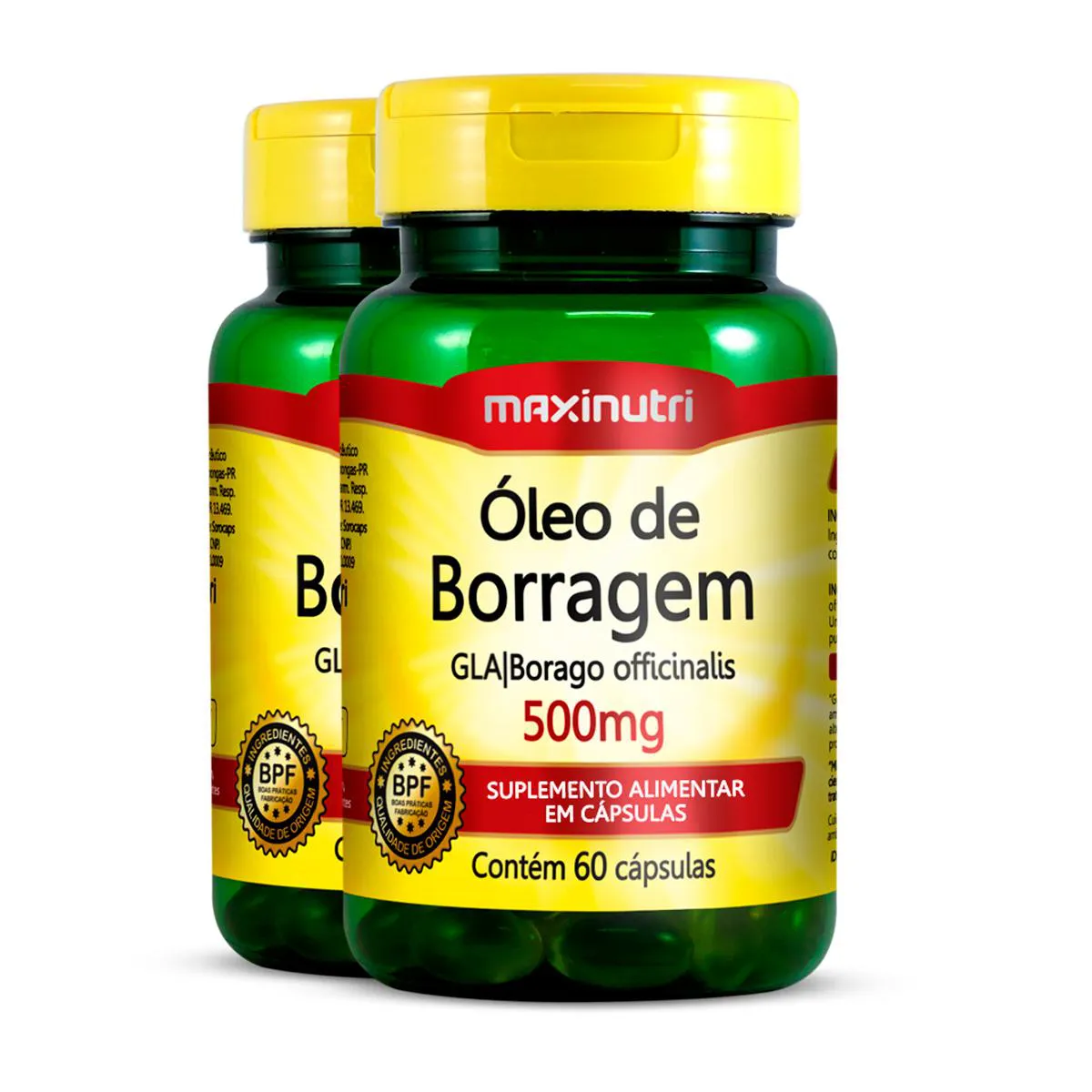 Kit 2 Óleo de Borragem 500mg Maxinutri 60 Cápsulas