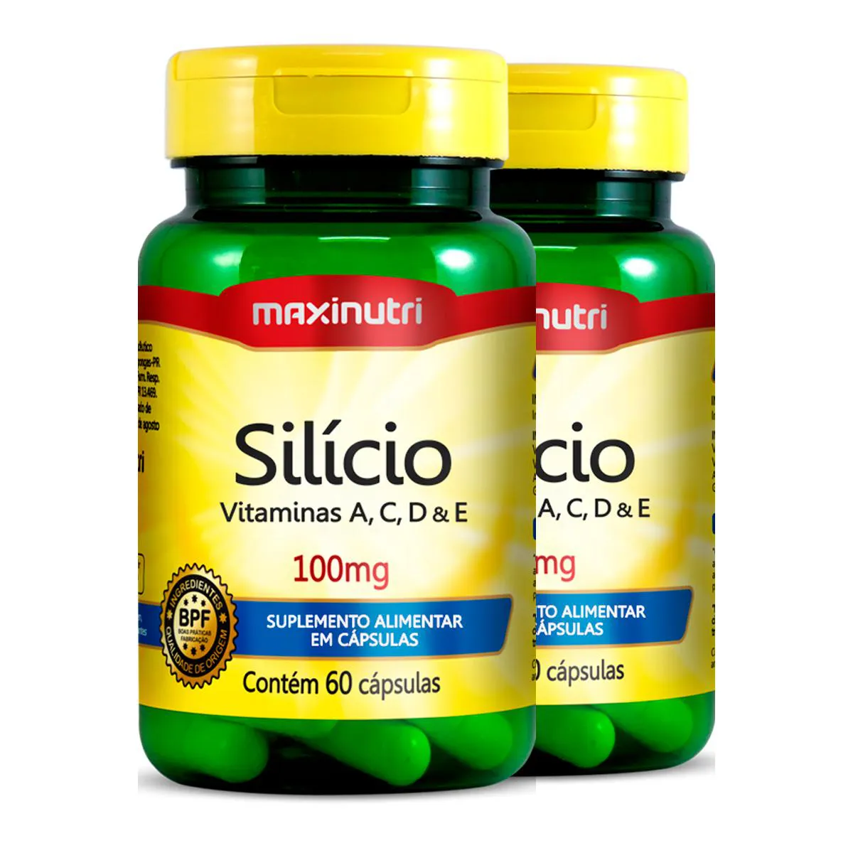 Kit 2 Silício 100mg Maxinutri 60 Cápsulas