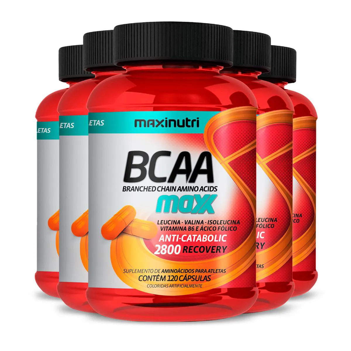 Kit 5 BCAA Maxx Maxinutri 120 Cápsulas