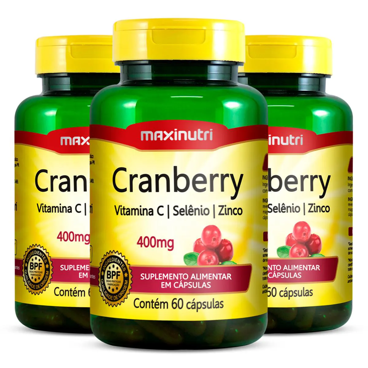 Kit 3 Cranberry Maxinutri 60 Cápsulas