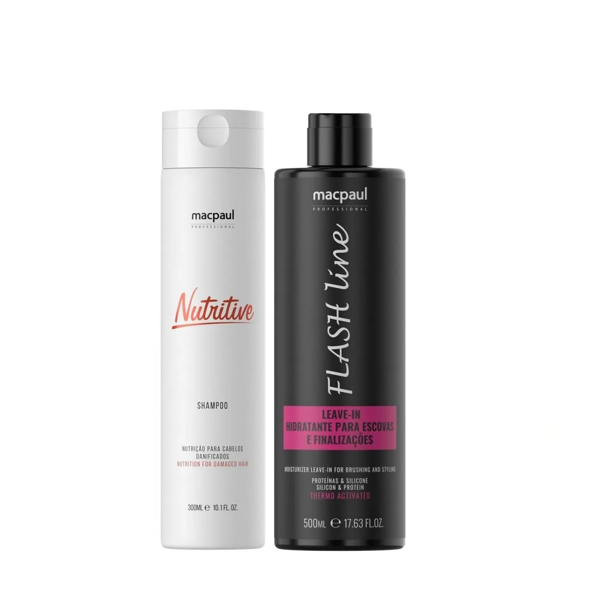 Kit MacPaul - Shampoo Nutritive 300ml + Flash Line Leave-In 500ml
