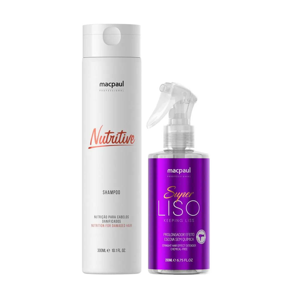 Kit MacPaul - Shampoo Nutritive 300ml + Super Liso 200ml