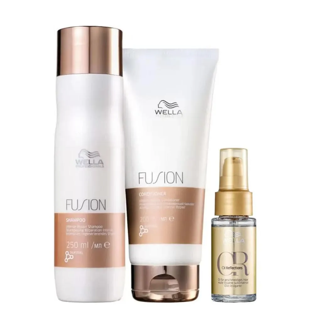 Wella Fusion - Kit Shampoo 250ml + Condicionador 200ml + Óleo Oil Reflections 30ml