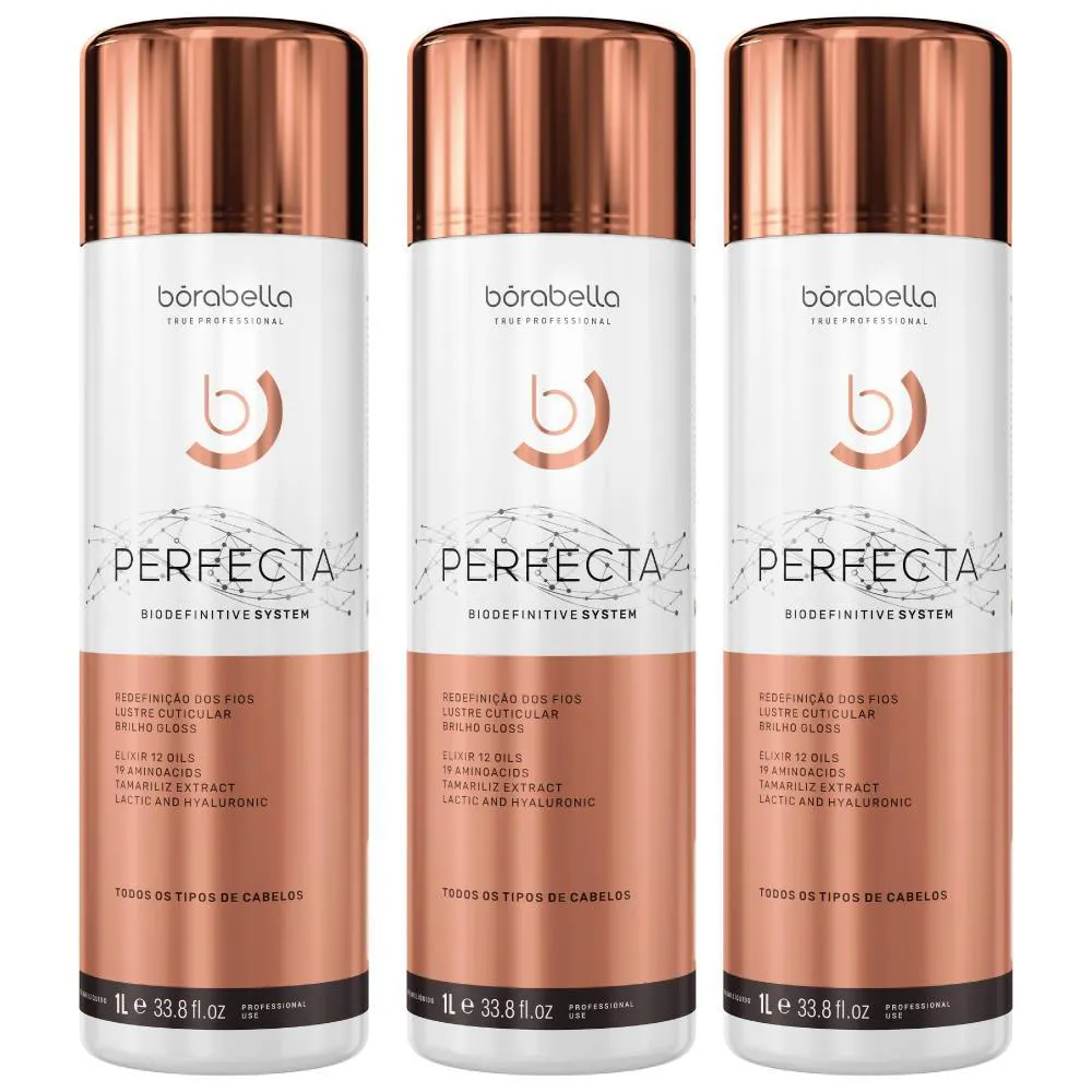 Kit 03 Escova Progressiva Perfecta Orgânica Borabella 1000ml