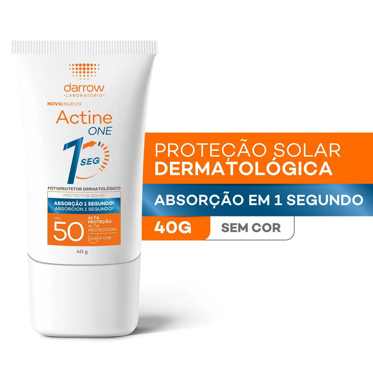 Protetor Solar Facial Darrow Actine One FPS 50 Sem Cor 40g