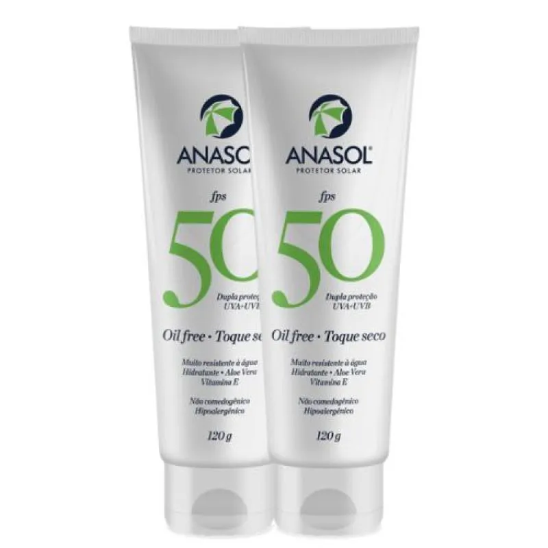Kit Anasol Protetor Corporal Fps 50 200 gr Toque Seco com 2  Unidades Vegano
