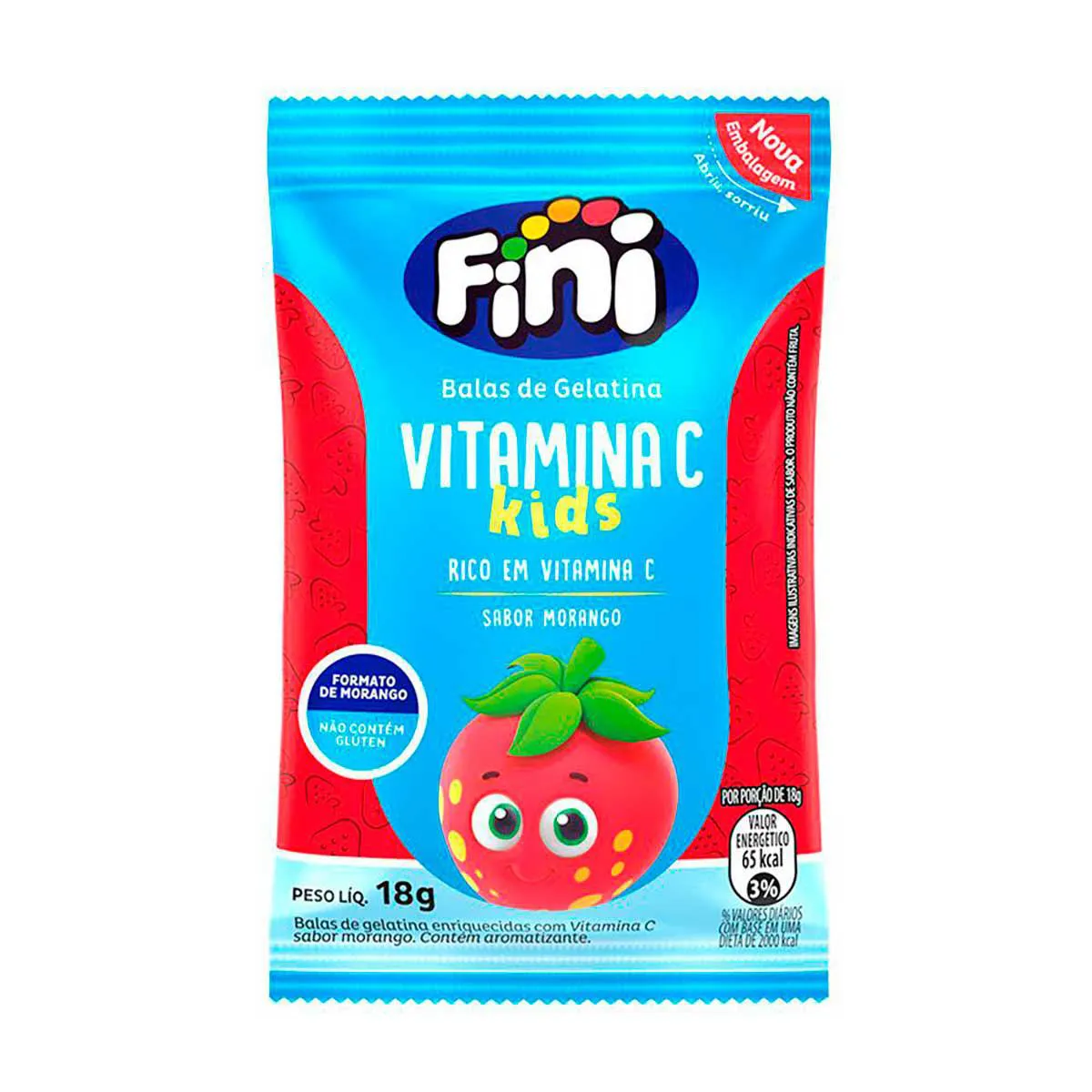 Bala de Gelatina Fini Vitamina C kids Morango 18g