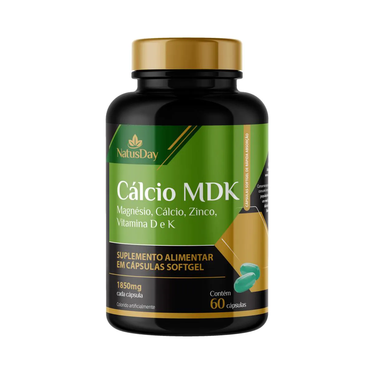 Suplemento Alimentar Cálcio MDK - 60 Cápsulas - Natusday