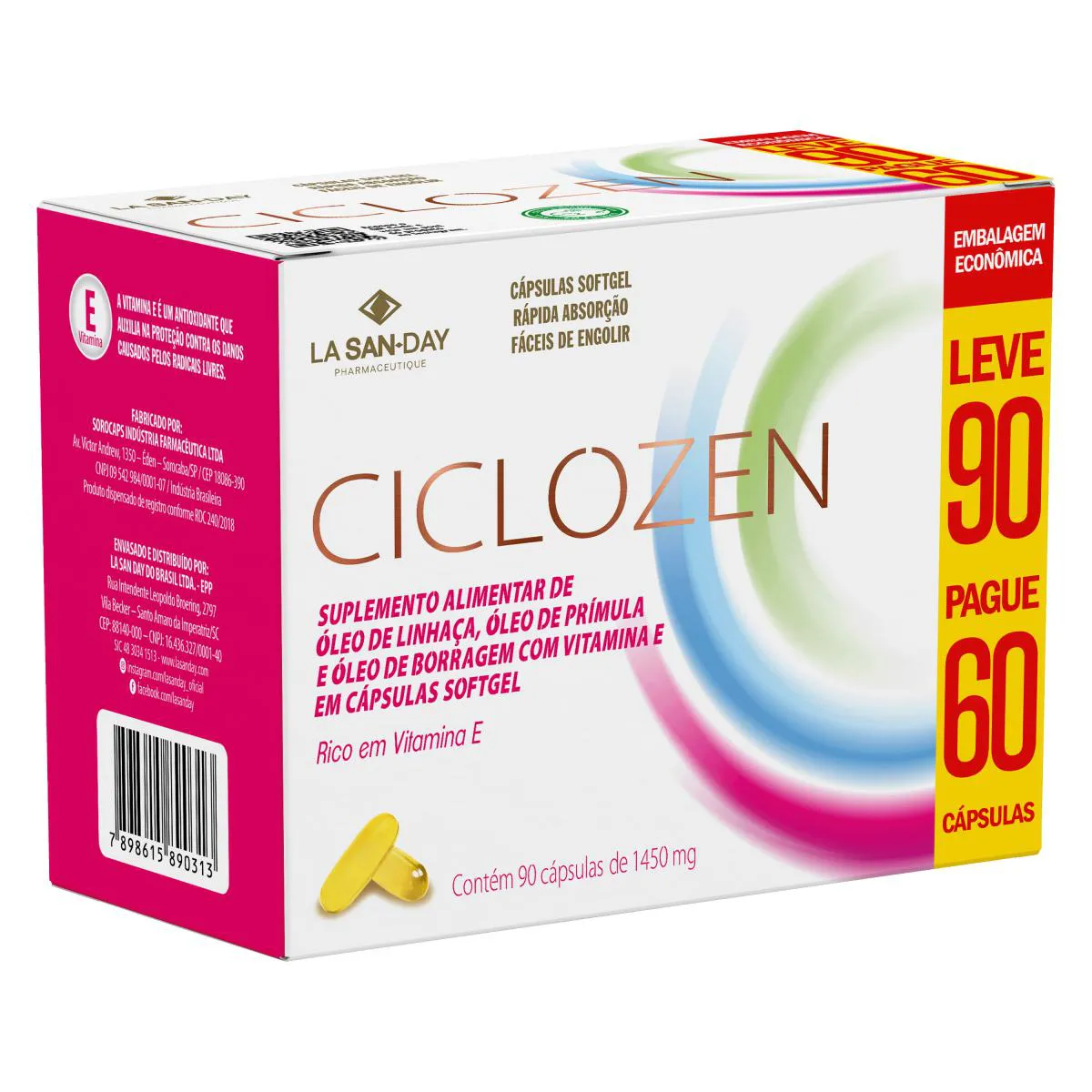 Suplemento Alimentar Ciclozen - Leve 90 Pague 60 Cápsulas - La San-Day