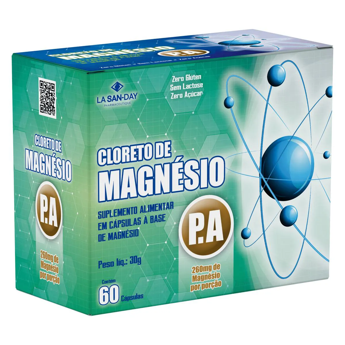 Suplemento Alimentar Cloreto de Magnésio P. A. - 60 Cápsulas - La San Day