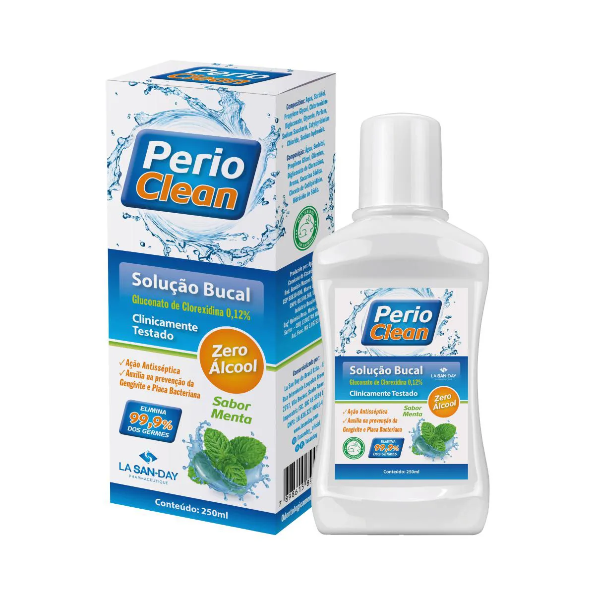 Enxaguante Bucal Perioclean Sem Álcool - 250ml - La San Day