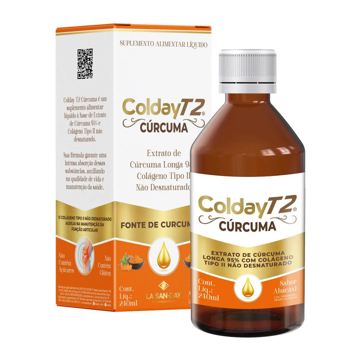 Suplemento Alimentar Colday T2 Cúrcuma - 240ml - La San Day