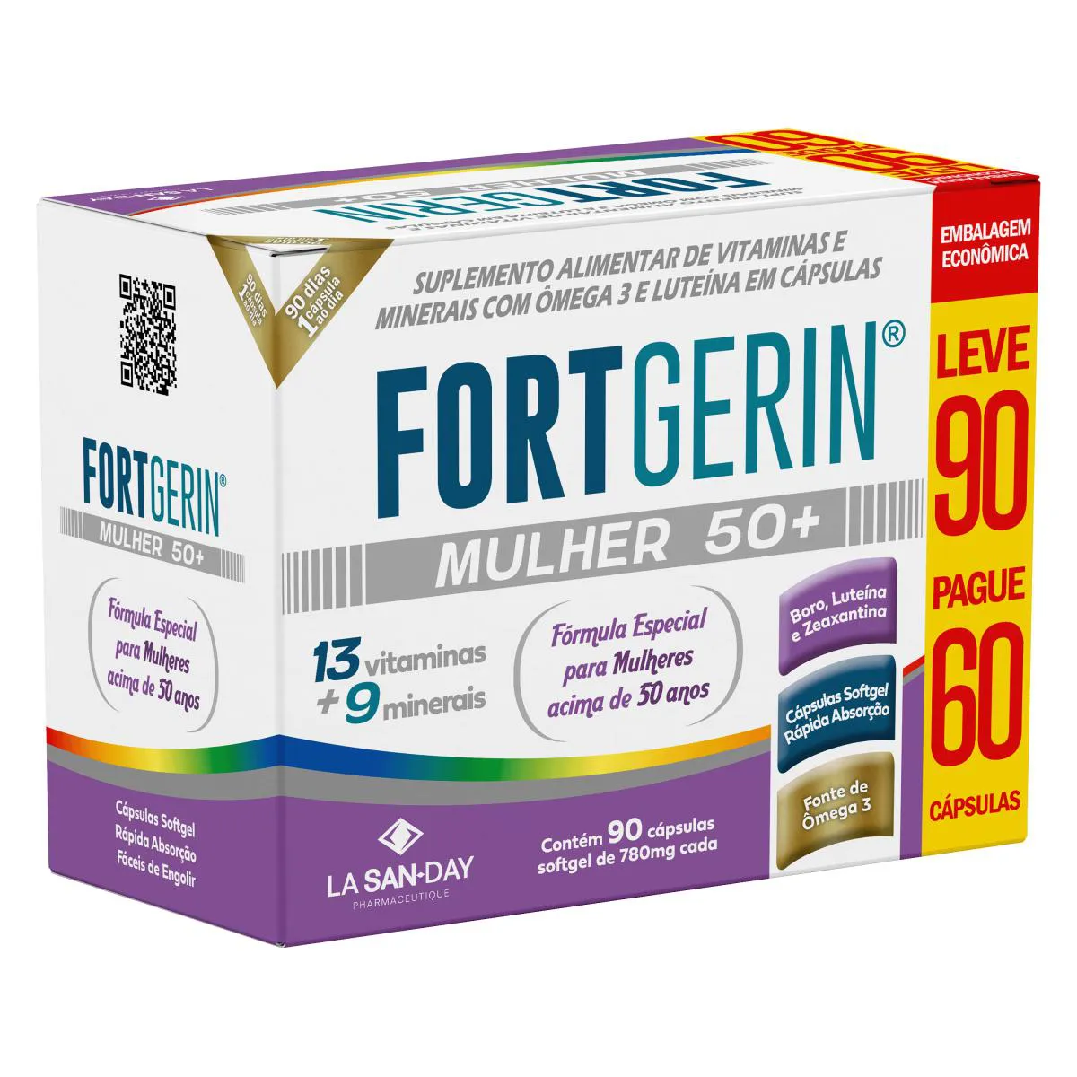 Polivitamínico Fortgerin Mulher 50+ - Leve 90 Pague 60 Cápsulas - La San Day