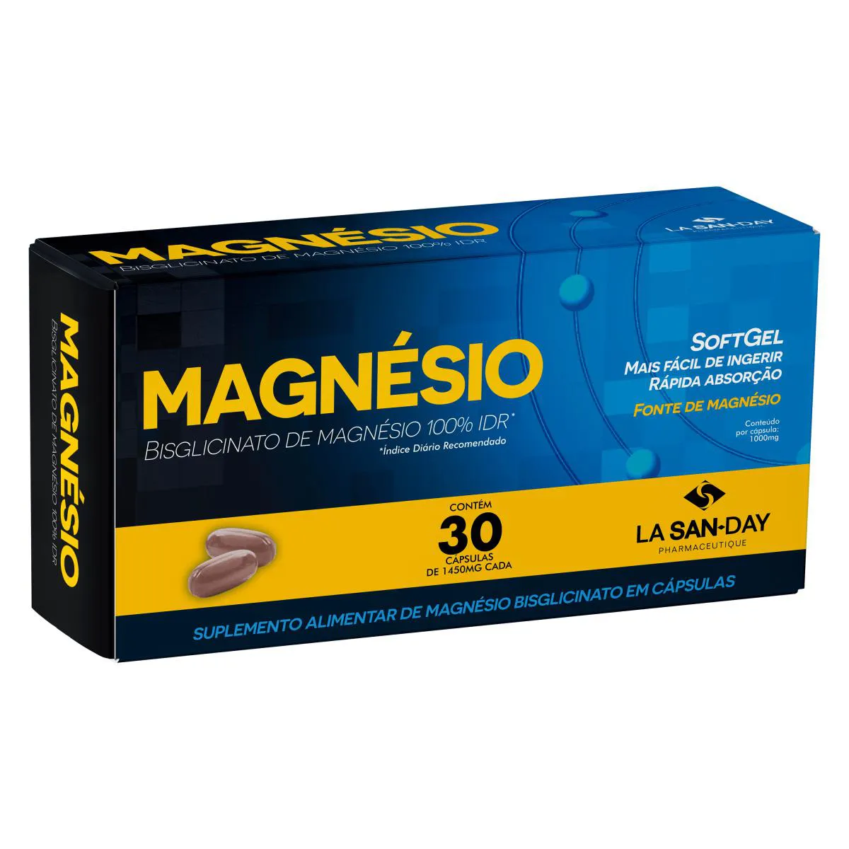 Suplemento Alimentar Magnésio Bisglicinato 1000mg - 30 Cápsulas - La San Day