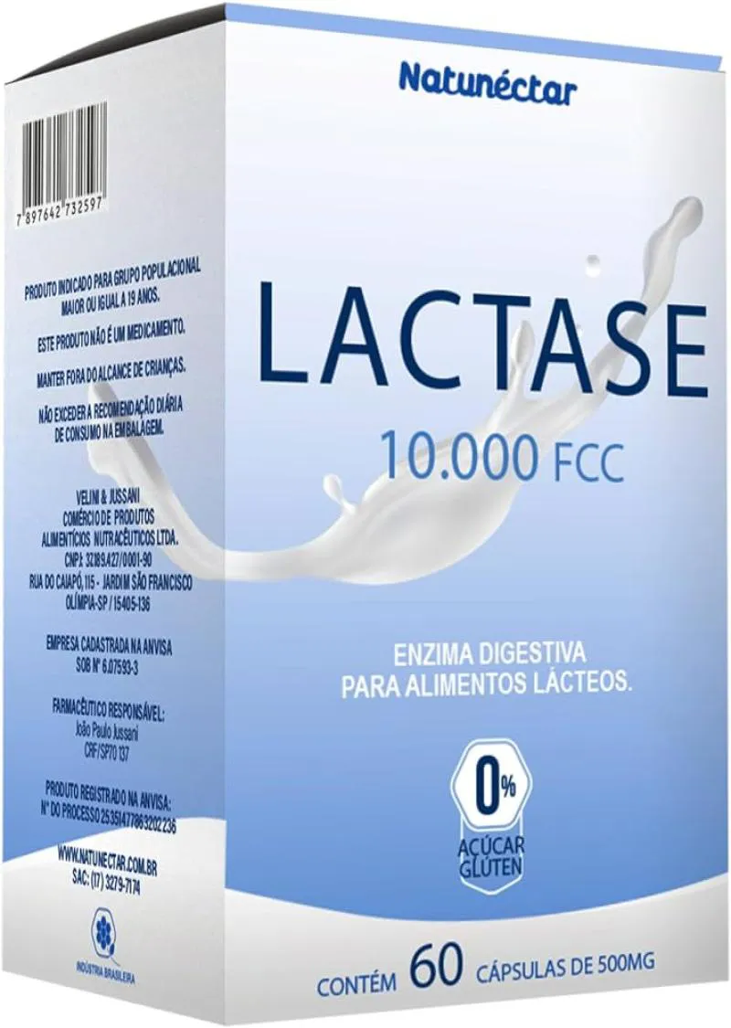 Natunéctar Lactase 10.000fcc Enzima - 60 Cápsulas