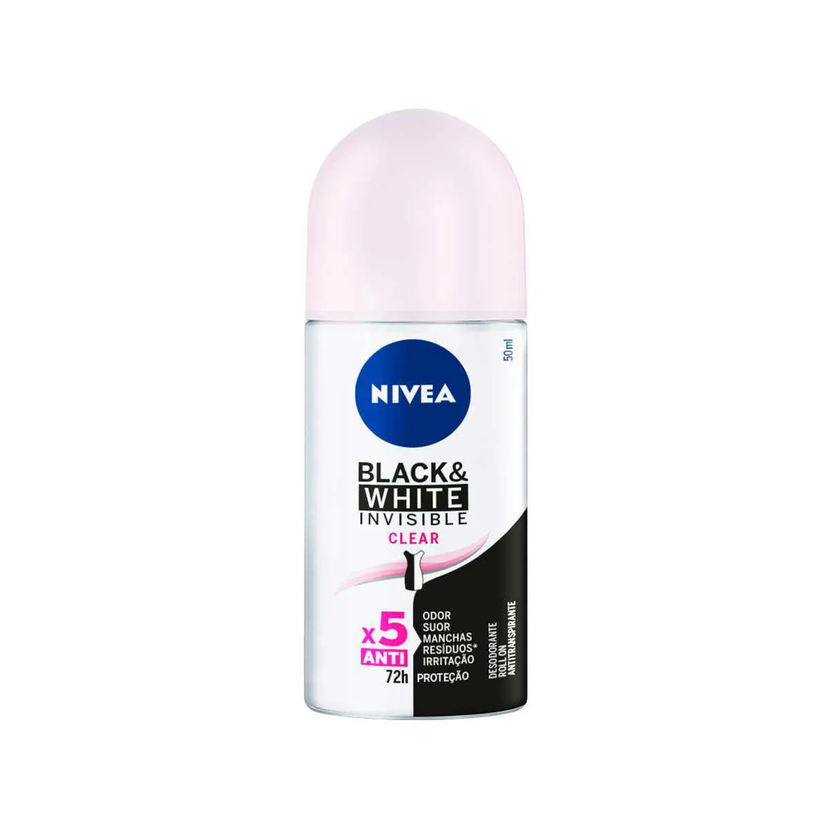 Desodorante Antitranspirante Roll-On Nivea Invisible Black & White Clear Feminino 48h 50ml