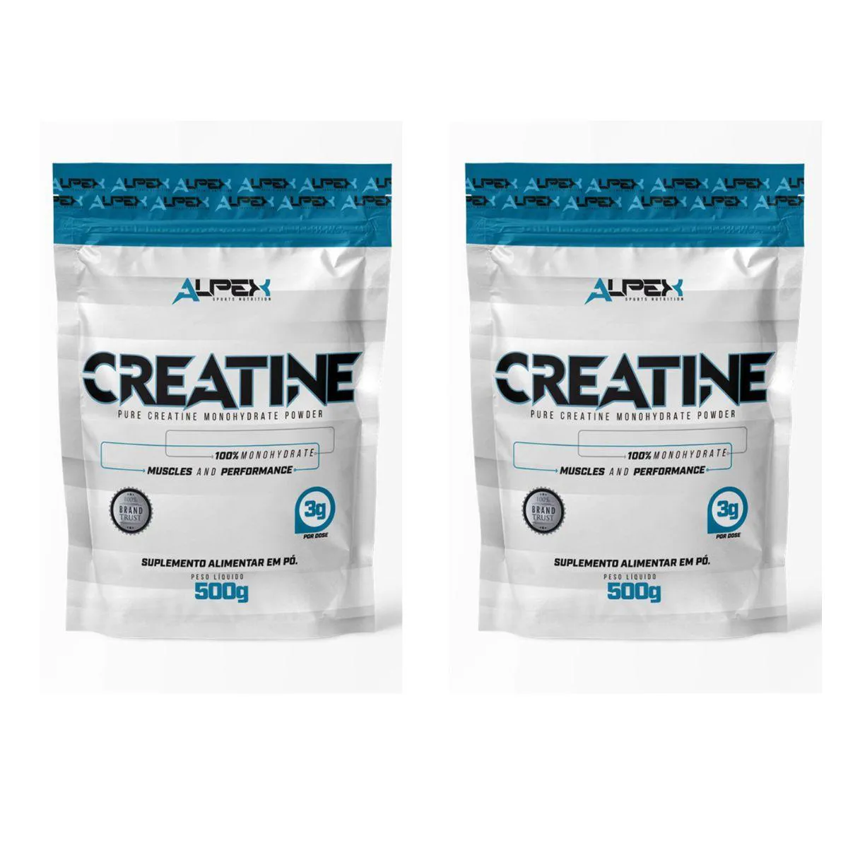 Kit Creatina 100% Pura 1kg (2und 500g) - Alpex Nutrition SEM Sabor