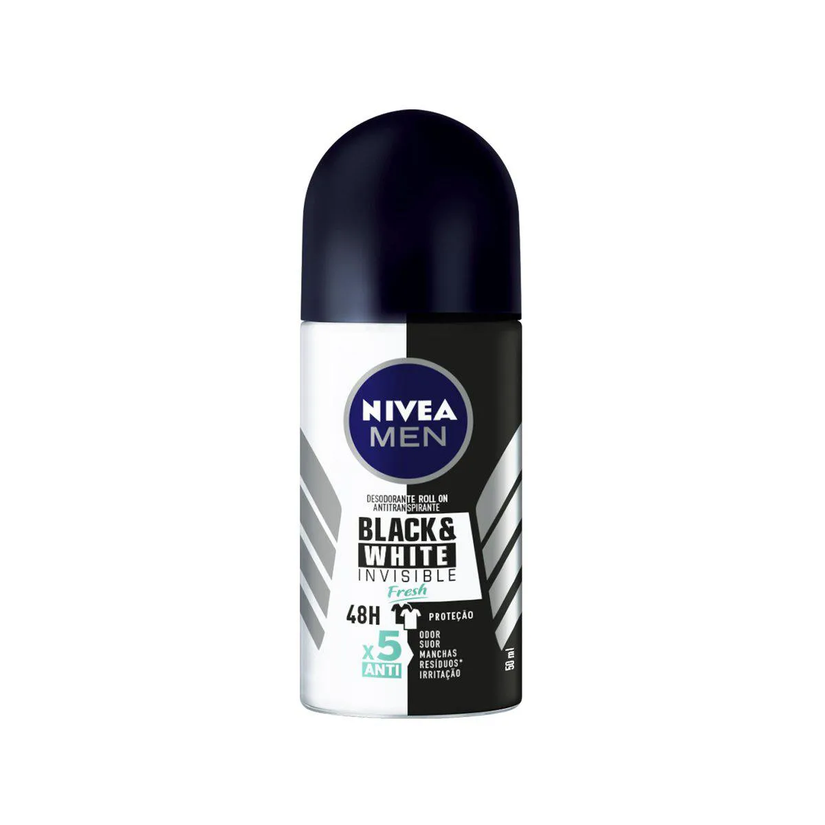 Desodorante Antitranspirante Roll-On Nivea Men Black & White Invisible Fresh 48h Sem Álcool 50ml