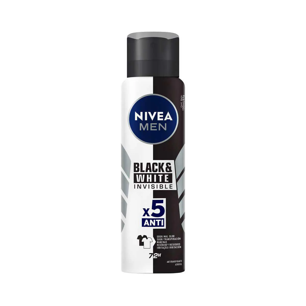 Desodorante Antitranspirante Aerosol Nivea Men Black & White Invisible 72h 150ml