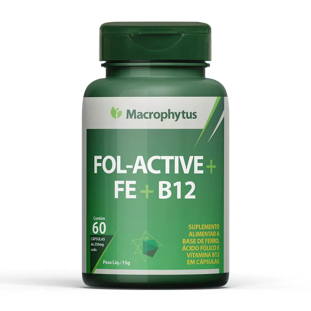 Fol-Active 60 cápsulas (Ferro, B9 e B12)