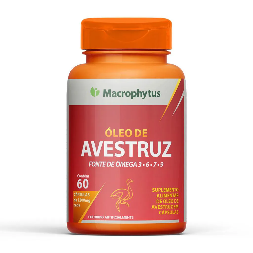 Óleo de Avestruz 1200mg 60 cápsulas (Ômega 3, 6, 7 e 9)