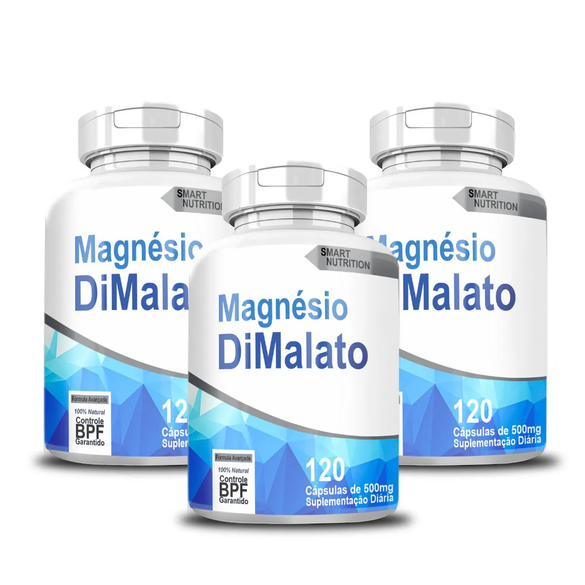 Kit Com 3 Potes Magnésio Dimalato 500mg 120 Cápsulas