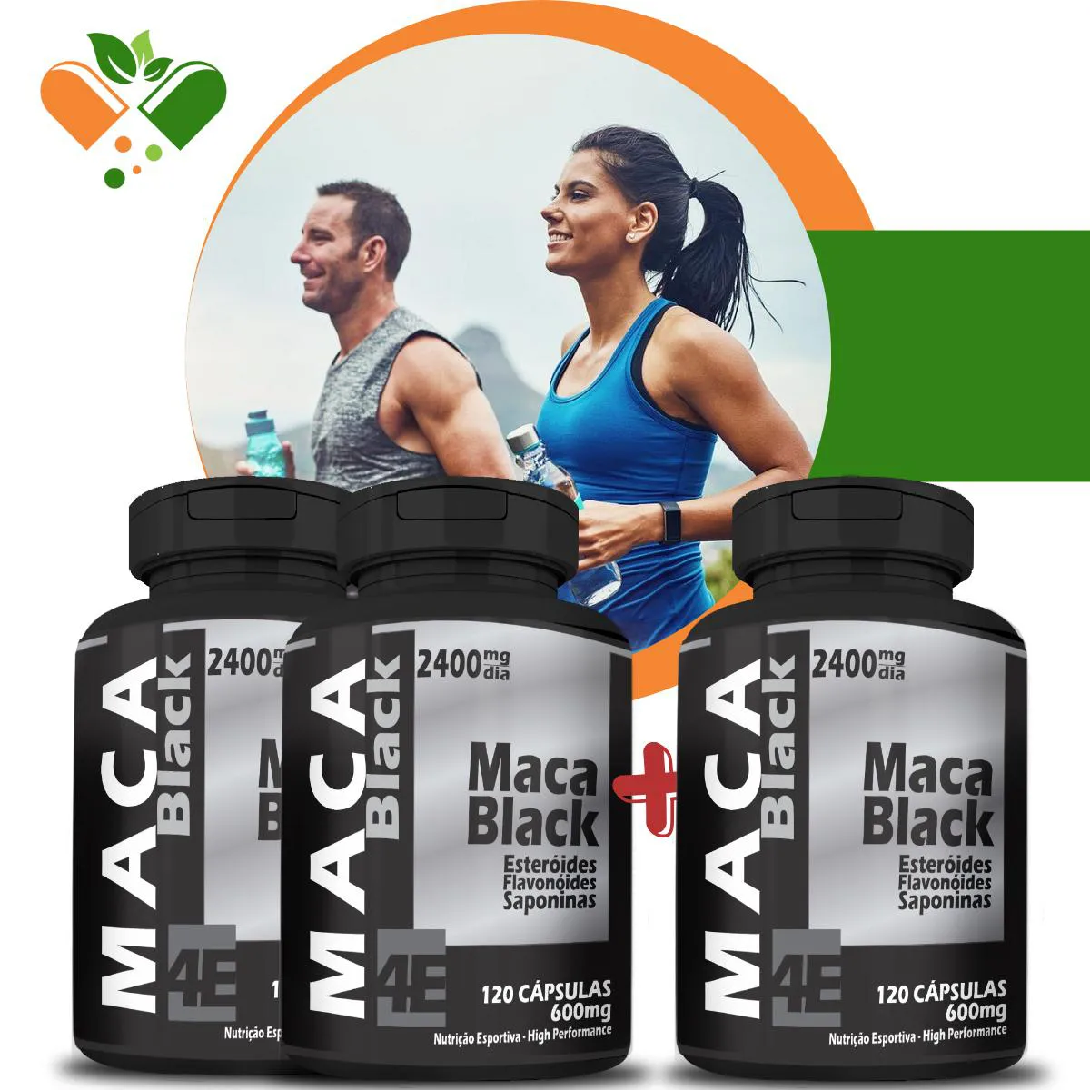 Compre 2 Leve 3 Potes  Maca Black 600mg 120 Cápsulas