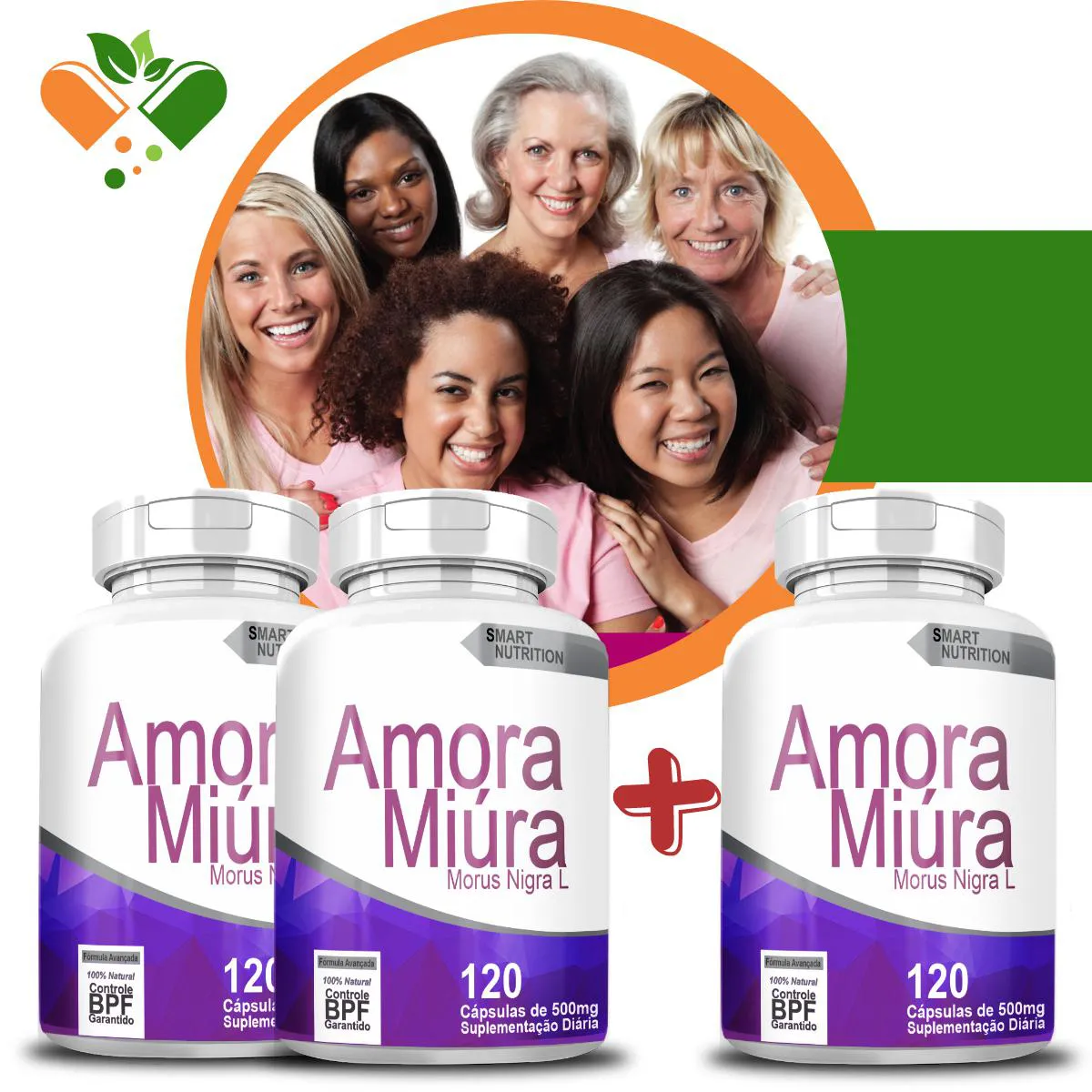Compre 2 Leve 3 Potes Amora Miura  500mg 120 Cápsulas